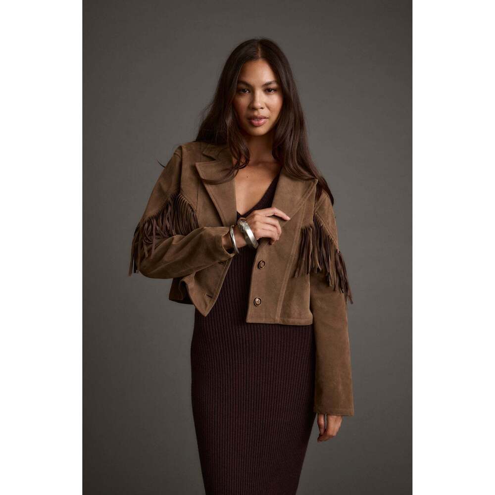 12th Tribe Nirvana Brown Vegan Suede Jacket Size XS